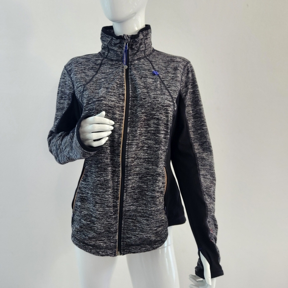 Tangerine Jackets & Blazers - Tangerine Fitted Full Zip Athletic Jacket Grey & Black Women XLarge